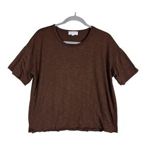 Sofia Jeans Shirt Womens Medium Brown Crewneck Short Sleeve Casual Top